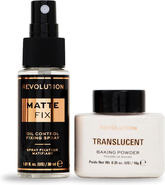 Revolution Beauty Mini Matte Heroes Makeup Gift Set, Mini Kit Of Matte Fixing Spray & Translucent Baking Powder, Vegan & Cruelty-Free