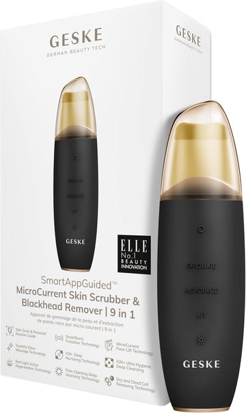 Geske Smartappguided™ Microcurrent Skin Scrubber & Blackhead Remover | 9 In 1 | Skincare Tool | Pores Cleaner | Anti-Aging And Cleansing | Professional Face Lift | Blackheads Removal & Extraction