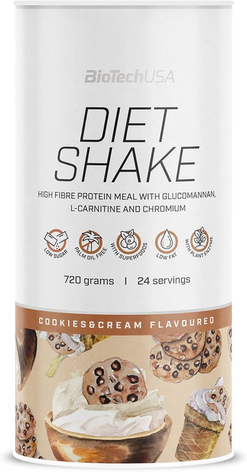 Biotechusa Diet Shake | High-Protein, Low-Fat | With Superfoods, Chromium, Glucomannan, L-Carnitine | Palm Oil-Free, 720 G, Chocolate