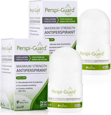 Perspi-Guard Maximum Strength Antiperspirant Roll-On, Strong Deodorant For Excessive Sweating & Hyperhidrosis Treatment, Lasts Up To 5 Days - Unscented (30Ml) - Two Pack