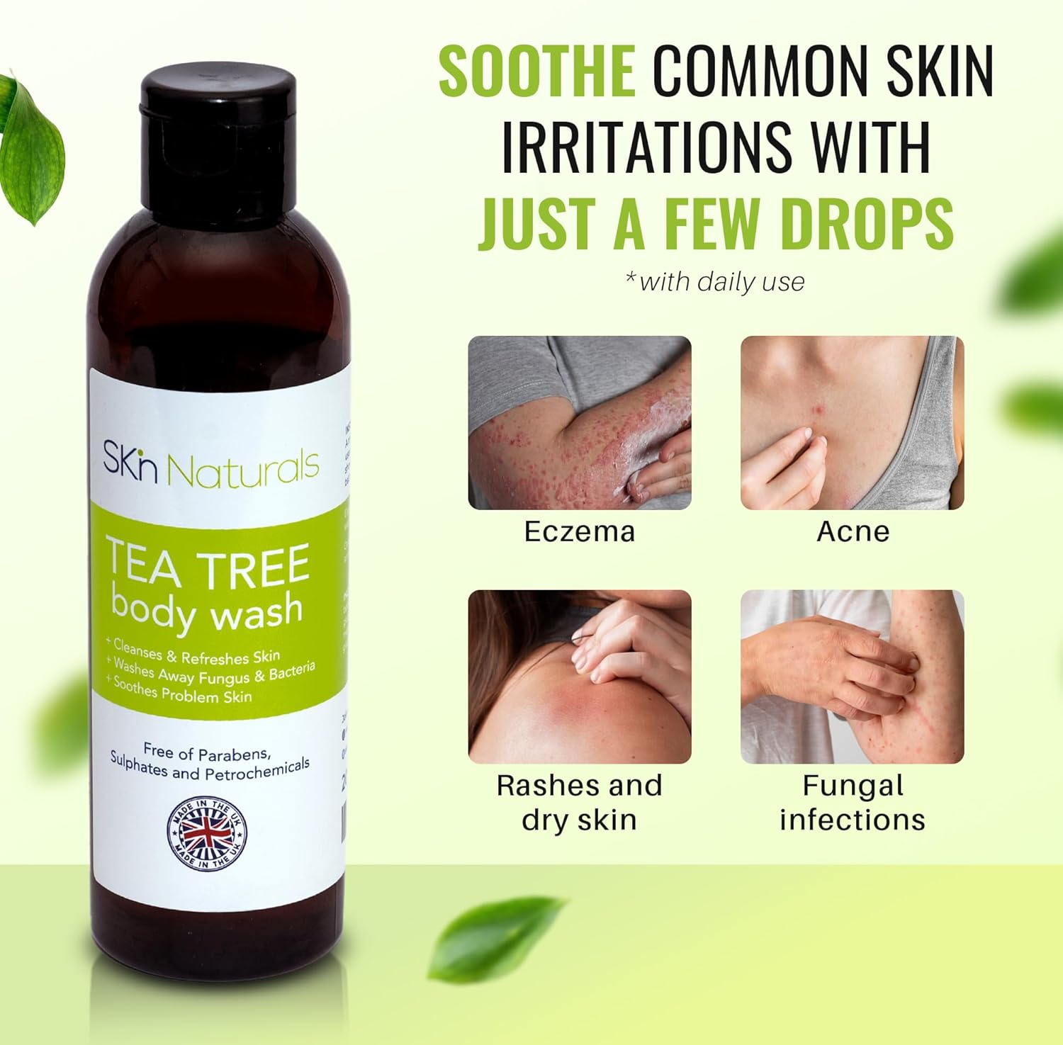 Tea Tree Oil Antifungal Vegan Shower Gel, Body Wash And Natural Soap That Relieves Acne, Eczema, Jock Itch, Nail Fungus & Athlete’S Foot Cleanses And Soothes Dry Itchy Skin