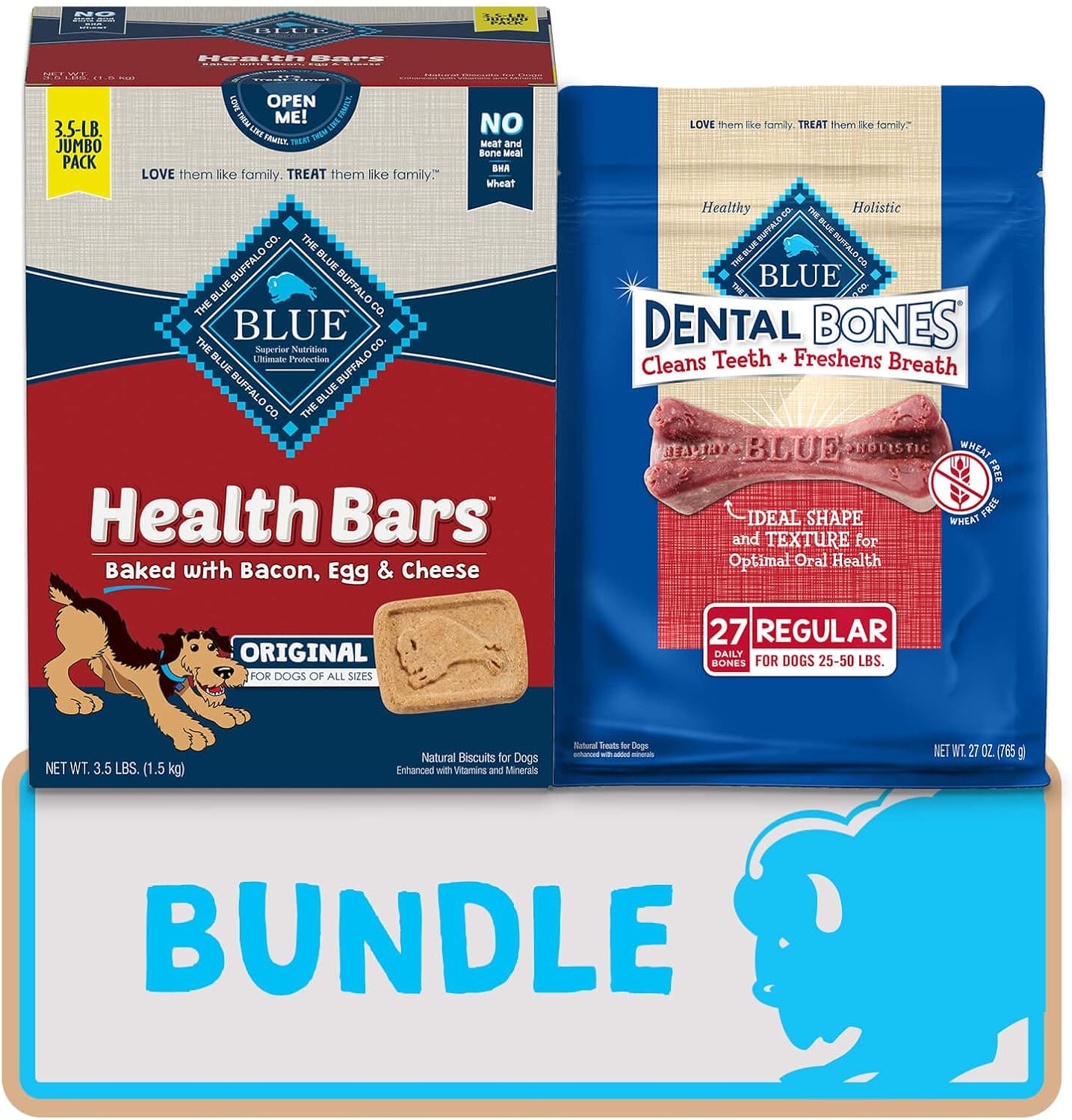 Blue Buffalo Health Bars and Dental Bones Dog Treats Variety Bundle : Pet Supplies