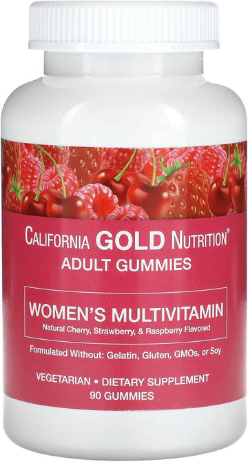 California Gold Nutrition Women’S Multivitamin Gummies, Cherry, Strawberry, And Raspberry, 90 Gummies
