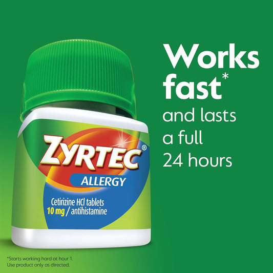 Zyrtec 24 Hour Allergy Relief Tablets, Individually Wrapped Indoor And Outdoor Allergy Medicine With 10 Mg Cetirizine Hcl Per Antihistamine Tablet, 1 Tablet Per Pack, 50 Ct Dispensit Pack