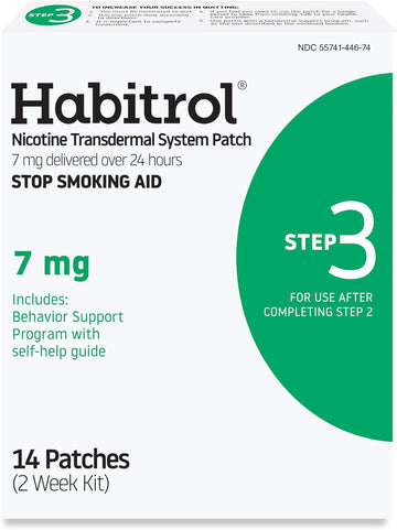 Habitrol Nicotine Transdermal System Patch | Stop Smoking Aid | Step 3 (7 mg) | 14 Patches | (2 Week Kit) | Packaging May Vary