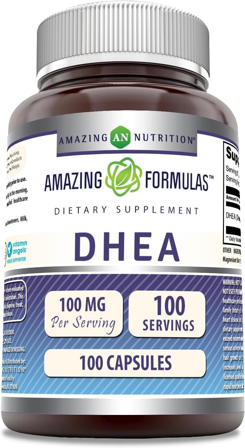 Amazing Formulas DHEA 100mg 100 Capsules Supplement | Non-GMO | Gluten Free | Made in USA