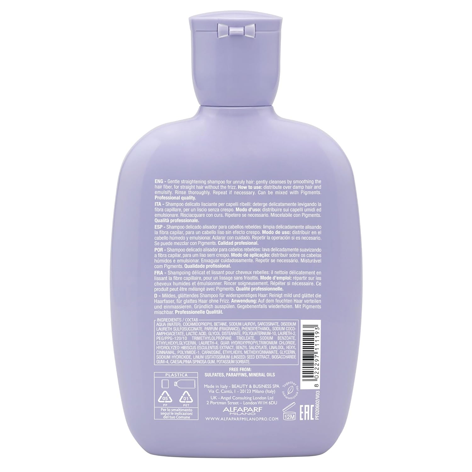 Alfaparf Milano Semi Di Lino Smoothing Sulfate Free Shampoo - Anti Frizz Hair Care & Cleansing Shampoo To Revitalize Dry Hair & Restore Shine (8.45 Oz) : Beauty & Personal Care