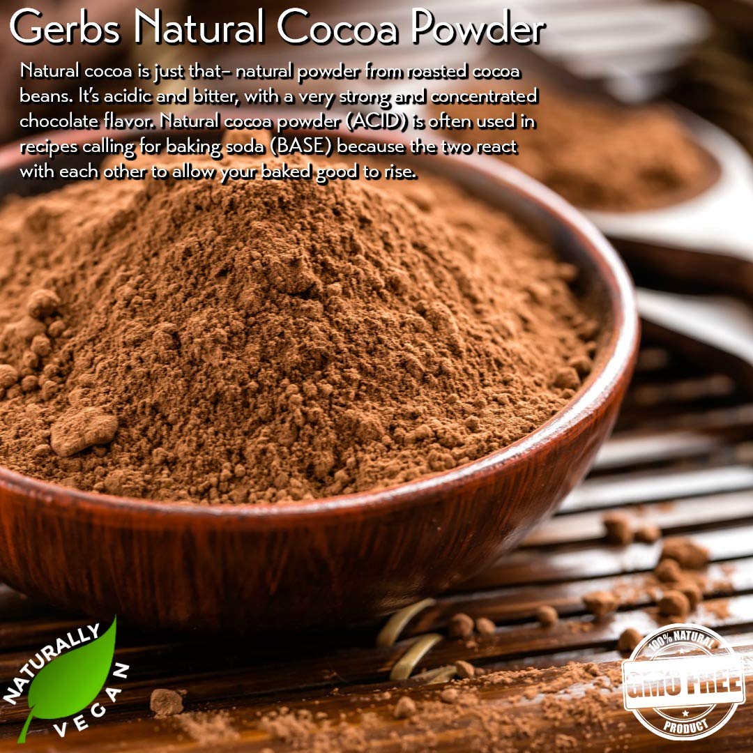 Natural Cocoa Powder by Gerbs, 2 Pound Resealable Bag, 10-12% cocoa butter fat, Top 14 Allergy Free Foods, Gluten & Peanut Free, Vegan, Keto, Kosher : Grocery & Gourmet Food