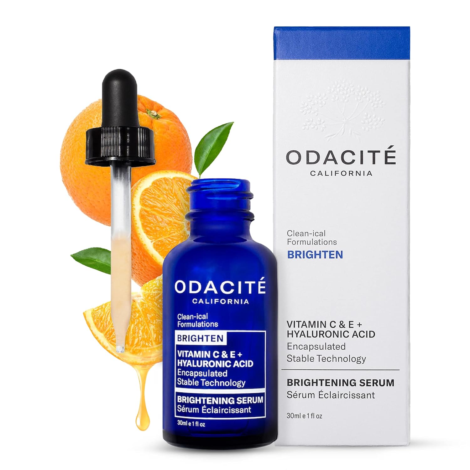 Odacite Brightening Vitamin C & Hyaluronic Facial Serum - Anti-Aging Facial Serum Targets Loss Of Firmness & Dark Spots - Squalane, Vitamin E & Neroli Floral Water For Smooth Skin - 1 Fl Oz
