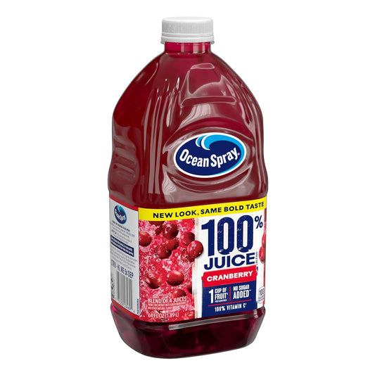 Ocean Spray® 100% Juice, Cranberry, 64 Fl Oz Bottle (Pack of 8)