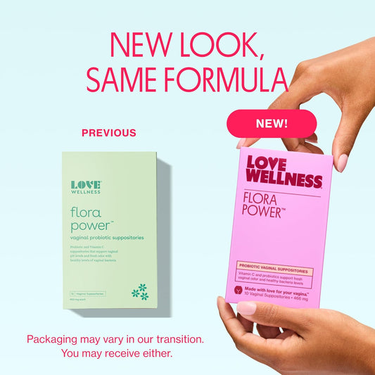 Love Wellness Vaginal Probiotic Suppositories, Flora Power | Fast-Acting Probiotic Strains & Vitamin C For Feminine Health | Supports Ph Balance & Fresh Odor | Dairy-Free, Fragrance-Free & Non-Gmo