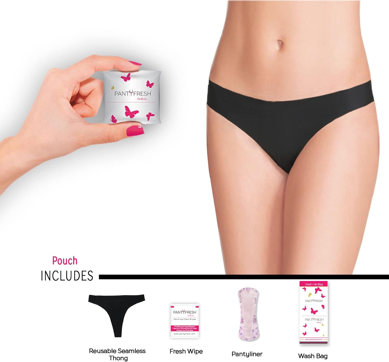 Emergency Thong Individually Packed Underwear Kit Includes Seamless Pre-washed Panty, Individually wrapped Fresh Wipe & Pantyliner, On-The-Go Purse Essential, Accidents, Travel Toiletry Kit Period Kit : Health & Household