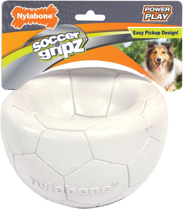 Nylabone Power Play Soccer Ball Gripz Fetch Toy, Squeaky Ball Chew Toy For Dogs, Medium (1 Count)