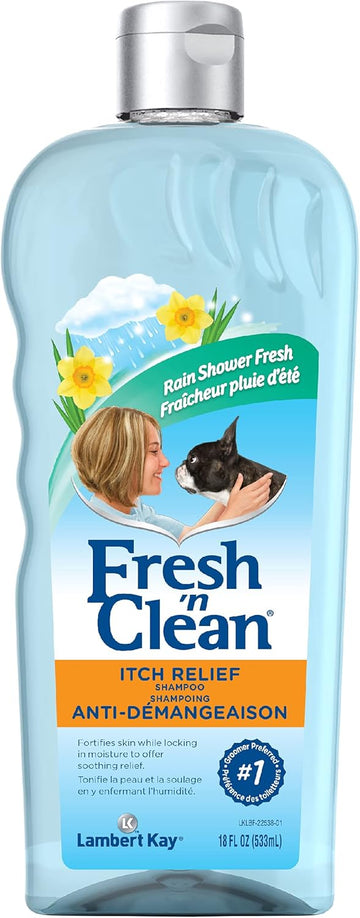 Petag Fresh 'N Clean Itch Relief Shampoo - Rain Shower Fresh Scent Dog Shampoo - Instant Relief For Dry & Irritated Skin - 18 Fl Oz