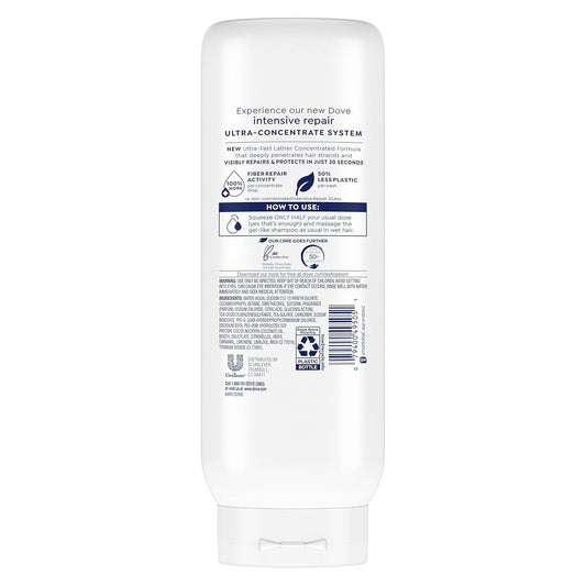 Dove Ultra Intensive Repair Concentrate Shampoo For Damaged Hair Fast Lather Technology Repairs And Protects In 30 Seconds With 2X More Washes 20 Oz