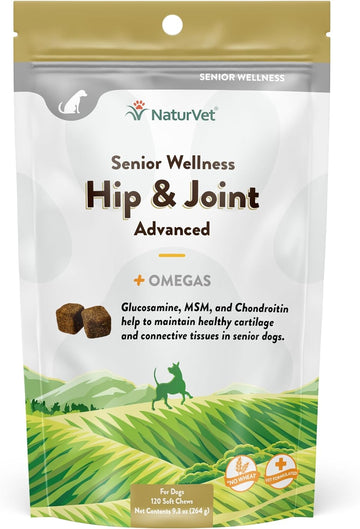 NaturVet – Senior Wellness Hip & Joint Advanced Plus Omegas | Help Support Your Pet’s Healthy Hip & Joint Function | Supports Joints, Cartilage & Connective Tissues | 120 Soft Chews