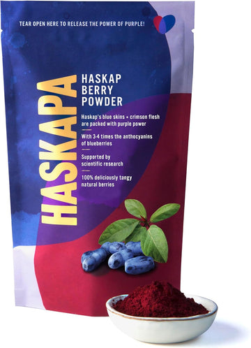 Haskapa | Superberry Powder | Made With 100% Natural Vegan Whole Haskap Berries | High In Vitamin C + Antioxidants | Gluten Free | Superfood Made From Freeze Dried Berries | (30 Day Supply)