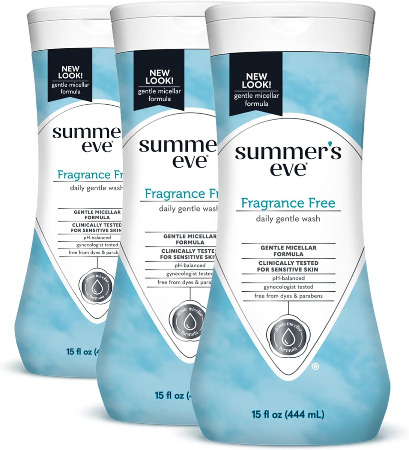 Summer'S Eve Fragrance Free Gentle Daily All Over Feminine Body Wash, Removes Odor, Feminine Wash Ph Balanced, 15 Fl Oz, 3 Pack