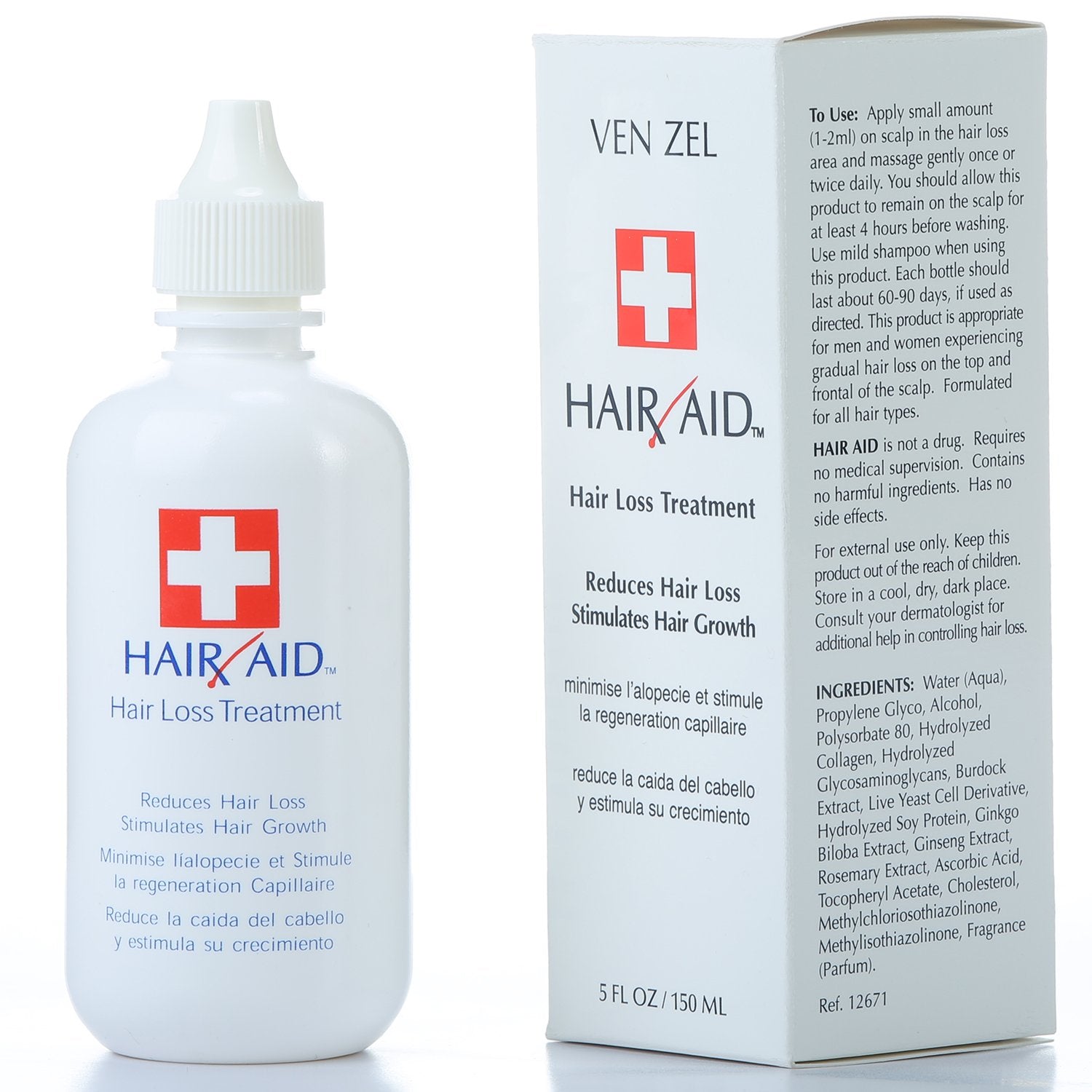 Rexsol Hair Aid Hair Loss Treatment | Stimulates Hair Growth | With Pure Vitamin C & E | Yeast Cell Derivatives | Ginseng, Rosemary, Burdock & Ginkgo Biloba Extract. (150 Ml / 5 Fl Oz) : Beauty & Personal Care