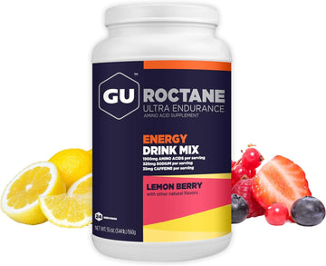 Gu Energy Roctane Ultra Endurance Energy Drink Mix, Vegan, Gluten-Free, Kosher,Caffeine-Free, And Dairy-Free N-The-Go Energy For Any Workout, 3.44-Pound Jar, Lemon Berry