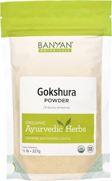 Banyan Botanicals Gokshura Powder– Organic Tribulus Terrestris Fruit – Rejuvenating Tonic for Kidney & Adrenal Health, Stress, and Male Vitality* – ½. – Non-GMO Fair for Life Fair Trade Certified