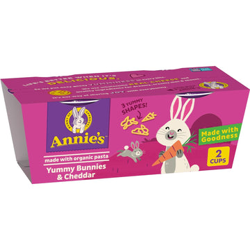 Annie'S Yummy Bunnies & Cheddar Macaroni And Cheese, Microwavable Dinner, 2 Cups, 2.8 Oz