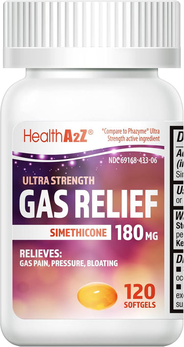 Healtha2Z® Gas Relief Simethicone 180Mg Ultra Strength Relieves From Stomach Discomfort And Gas Anti Flatulence Relieves Gas Fast