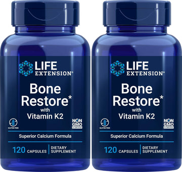 Life Extension Bone Restore With Vitamin K2,Caps 120 Count (Pack Of 2)
