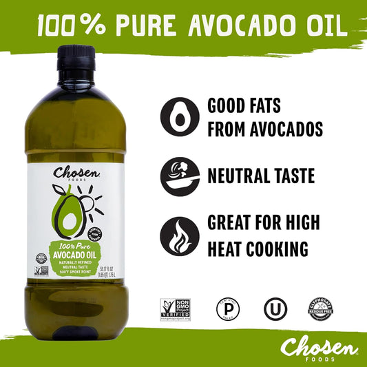 Chosen Foods 100% Pure Avocado Oil Bottle + Spray, Keto And Paleo Diet Friendly, Kosher Cooking Spray For Baking, High-Heat Cooking And Frying