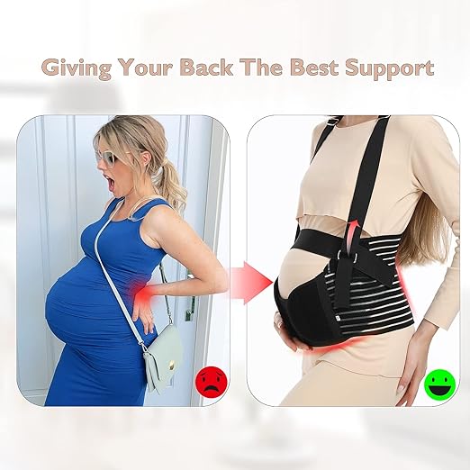 Evolway Belly Bands For Pregnant Women - Maternity Belt Pregnancy Support - Breathable Abdominal Binder, Back Support, Multiple Sizes And Colors For All Stages Of Pregnancy & Postpartum, Black, Large
