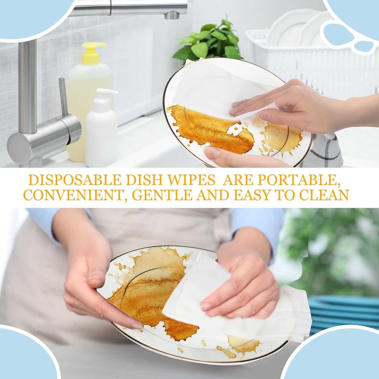 Ziliny 150 Pcs Portable Cleaning Wipes Disposable Wipes Individually Wrapped Camping Dish Soap Quick Cleaning Traveling Wipe for Camping Traveling Kitchens Scrubbing Cleaning : Health & Household