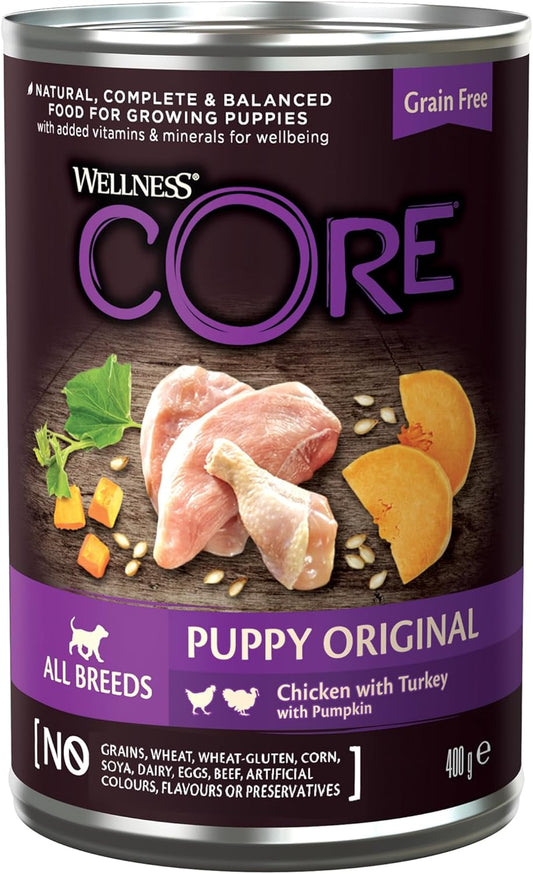 Wellness CORE Puppy Original, Wet Dog Food, Grain Free Puppy Food Wet, High Meat Content, Chicken & Turkey, 6 X 400 G?10870