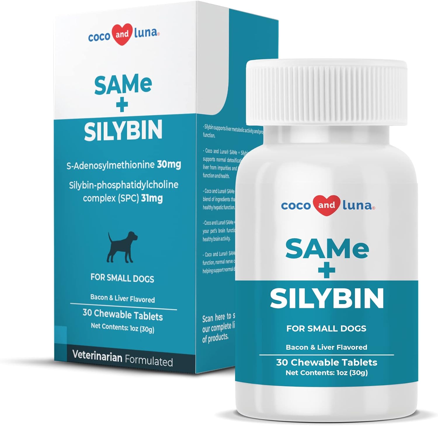 Same And Silybin For Dogs - S-Adenosyl-L-Methionine, Same For Dogs, Liver Supplements For Dogs, Brain Supplement For Dogs, Dog Liver Support Supplement (Same+Silybin, Small Dogs (Under 14 Lbs))