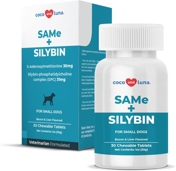 Same And Silybin For Dogs - S-Adenosyl-L-Methionine, Same For Dogs, Liver Supplements For Dogs, Brain Supplement For Dogs, Dog Liver Support Supplement (Same+Silybin, Small Dogs (Under 14 Lbs))