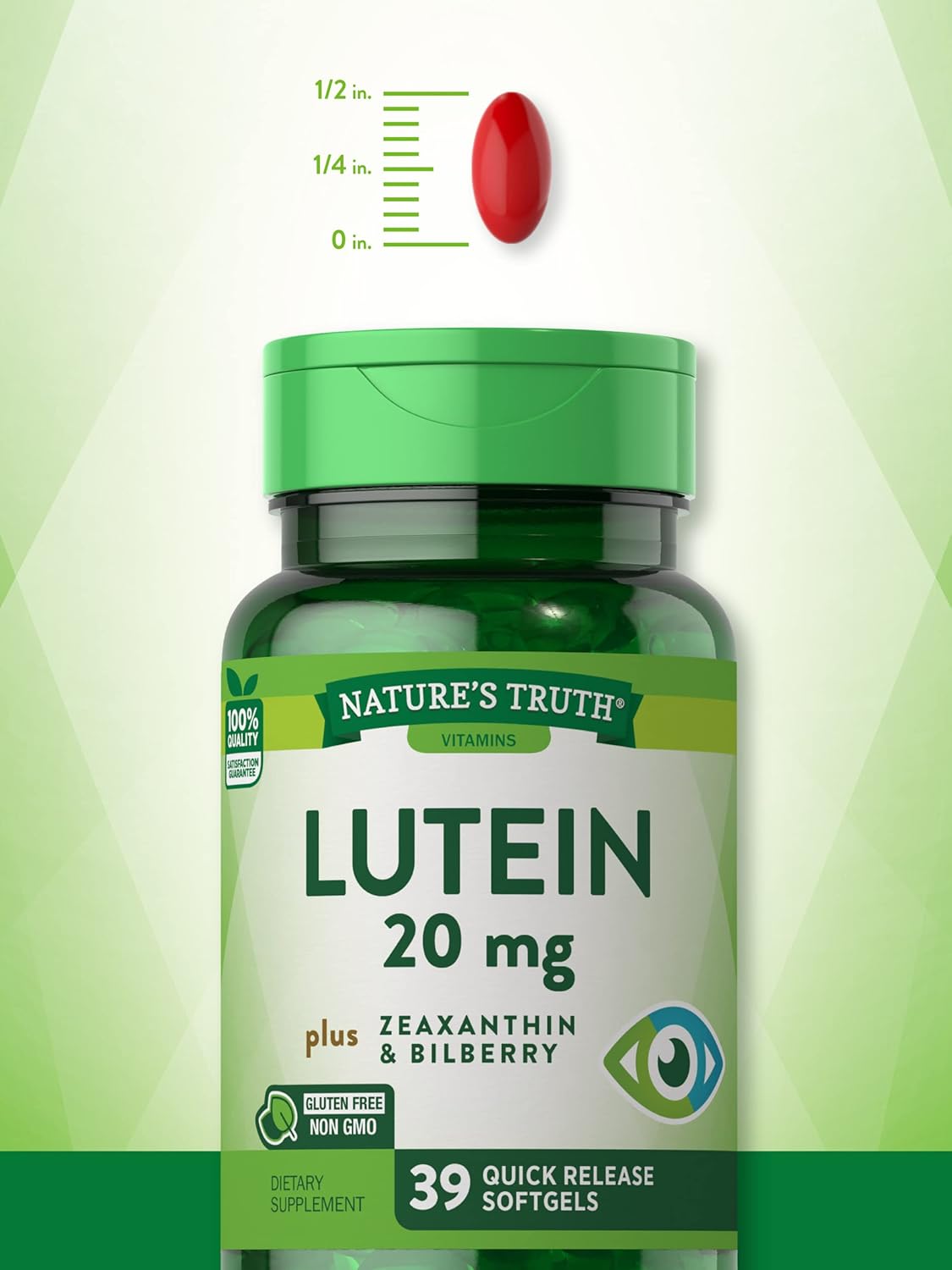 Lutein and Zeaxanthin Supplement | 20mg | 39 Softgels | with Bilberry | Non-GMO & Gluten Free | by Nature's Truth : Health & Household