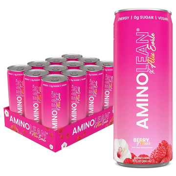 RSP NUTRITION AminoLean Berry Alixir Energy Drink - Sugar Free Amino Energy with No Jitters, Tingles, or Crash, Vegan Amino Acids 12 Pack