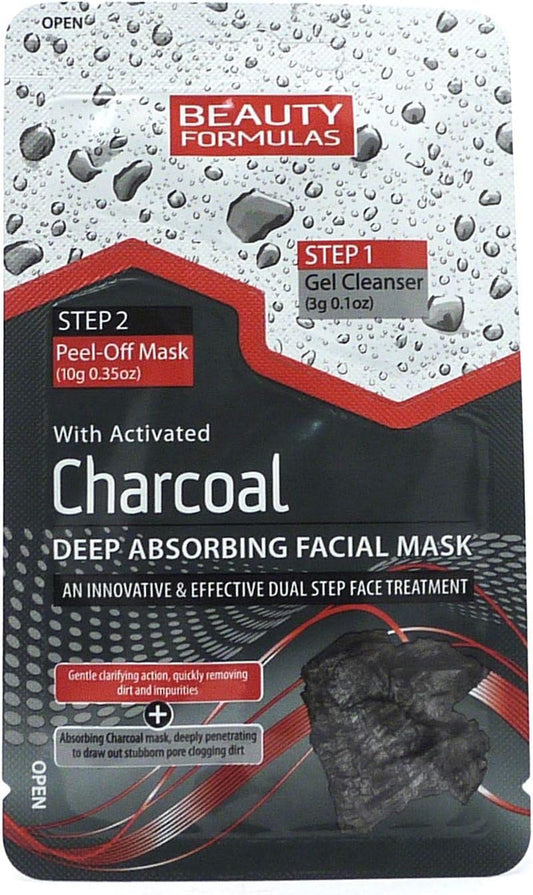 Beauty Formulas Charcoal Deep Absorbing Facial Mask 13G - 2-Step Cleanser & Mask