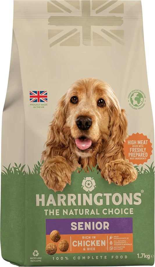 Harringtons Senior Complete Dry Dog Food Chicken and Rice 1.7 kg (Pack of 4) – Made with All Natural Ingredients?HARRSEN-C1.7