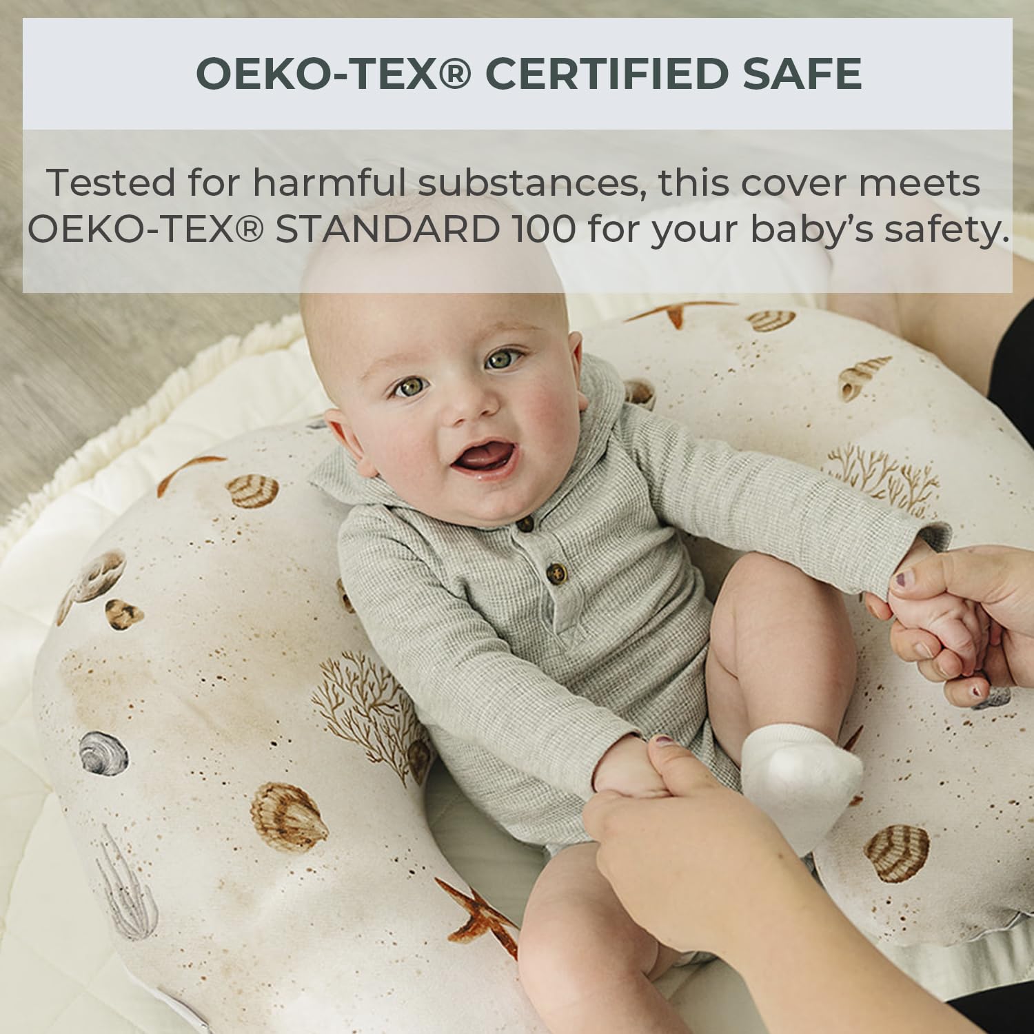 Pobibaby 1-Pack Premium Nursing Pillow Cover - Ultra Soft & Stretchy 96% Cotton, Breastfeeding Pillow Cover For Baby Boys And Girls (Seaside)