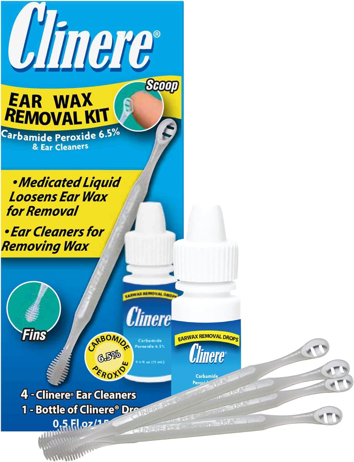 Earwax Removal Kit, Safely and Gently Clean Ear Wax, Itch Relief, Works Instantly .5oz Carbamide Peroxide, 4 Count