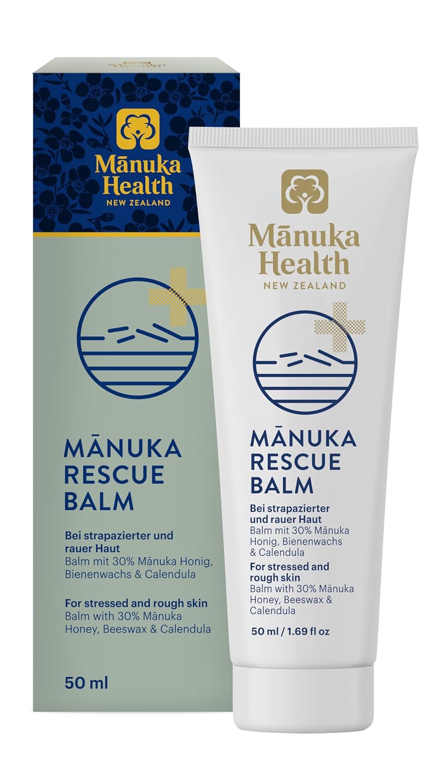 Manuka Health Rescue Balm, For Stressed And Rouch Skin, Authentic Raw Honey From New Zealand