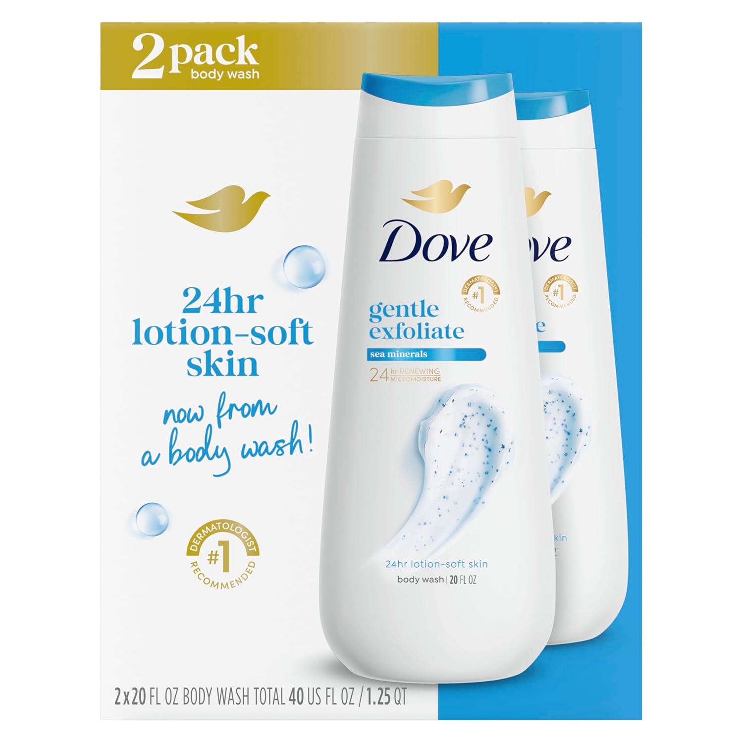 Dove Body Wash Gentle Exfoliating With Sea Minerals 4 Count Instantly Reveals Visibly Smoother Skin Cleanser That Effectively Washes Away Bacteria While Nourishing Your Skin 20 Oz