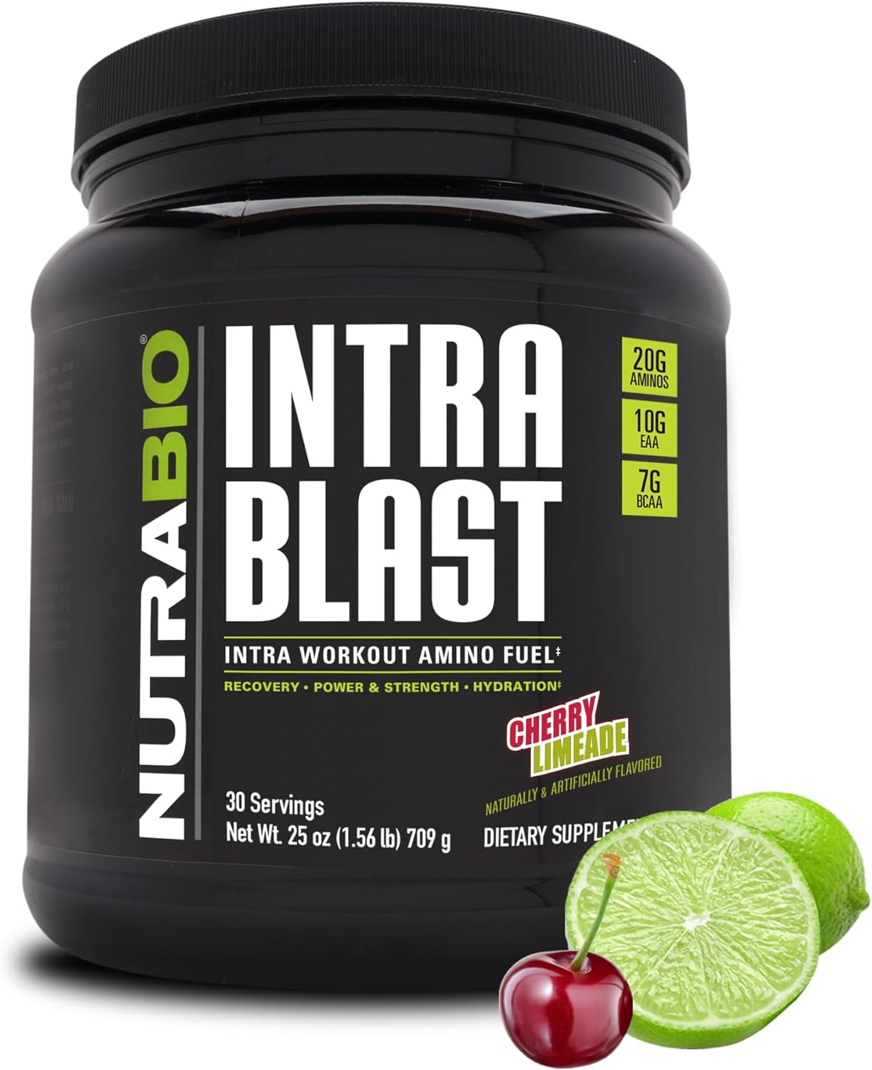 Nutrabio Intra Blast Bcaa Eaa Electrolyte And Hydration Powder - Amino Acid Supplement, Eaa/Bcaa Powder - Non-Gmo And Gluten Free - Cherry Limeade - 30 Servings