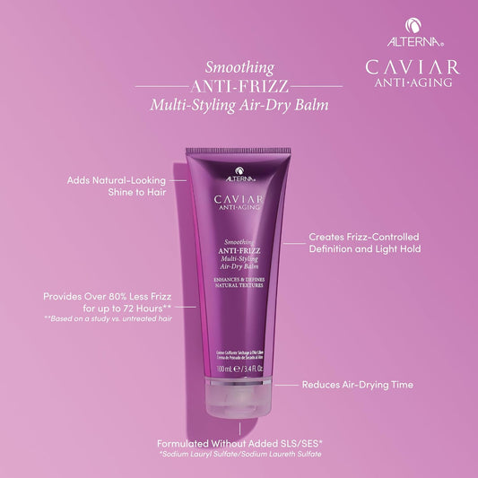 Alterna Caviar Anti-Aging Smoothing Anti-Frizz Multi-Styling Air Dry Balm, 3.4 Fl Oz | Controls Frizz With Light Hold | Adds Natural Shine | Sulfate Free