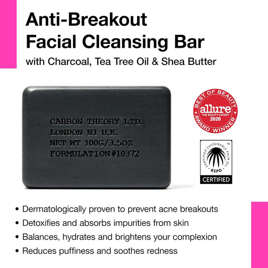 Carbon Theory Niacinamide Face Wash Bar & Travel Soap Case Tin - Pore Cleanser & Blackhead Remover - Facial Cleansing Bar With Citric Acid - Vegan Travel Face Wash For Spot Prone Skin - Vaporeize, 80G