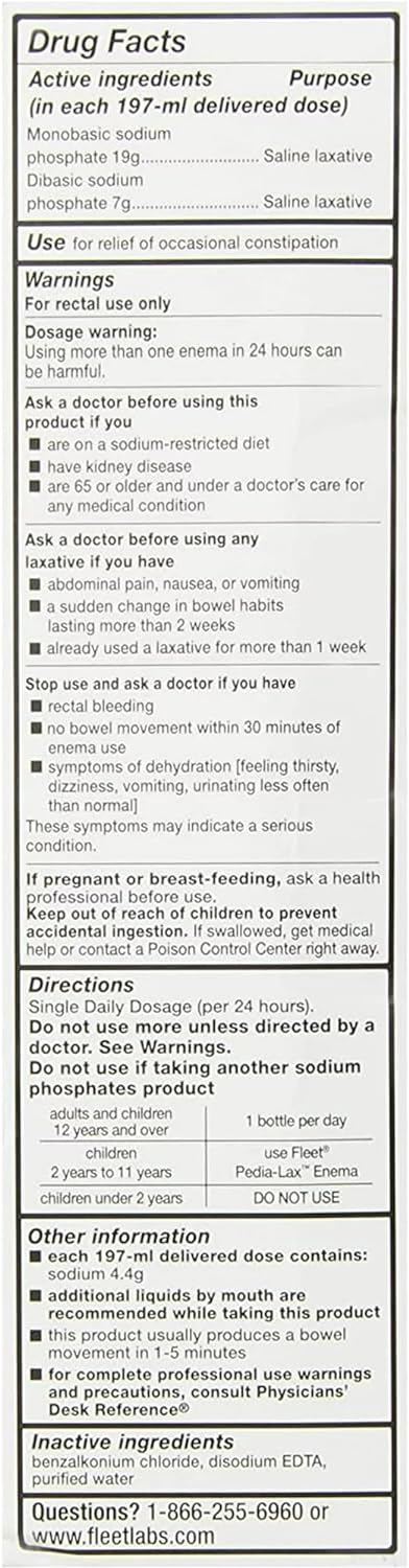 Fleet Laxative Saline Enema for Constipation | 4.5 fl oz | Pack of 6 : Health & Household