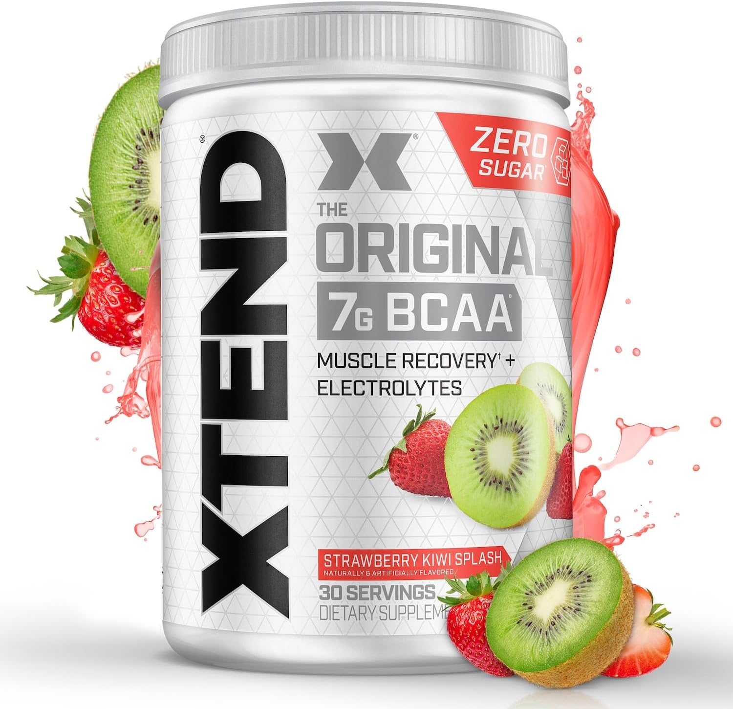 Xtend Original Bcaa Powder Strawberry Kiwi Splash | Zero Calorie, Zero Carb, Zero Sugar - Post Workout Muscle Recovery Drink With Amino Acids - 7G Bcaas For Men & Women | 30 Servings