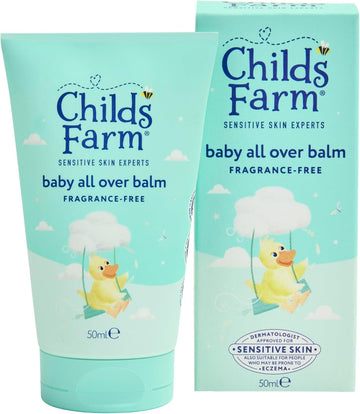 Childs Farm Baby All Over Balm, Fragrance Free | Soothing, Moisturising & Hydrating | Suitable For Newborns With Dry, Sensitive & Skin, 50Ml