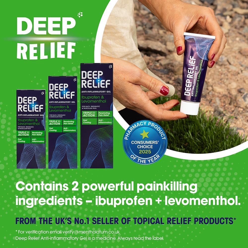 Deep Relief Anti Inflammatory Gel - Triple Action Relief From Back, Rheumatic & Muscular Pain, 50 g (Pack of 1) : Amazon.co.uk: Health & Personal Care