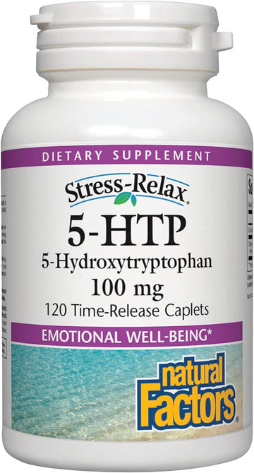 Natural Factors, Stress-Relax 5-HTP 100 mg, Pharmaceutical-Grade Supplement, Supports Sleep & Emotional Well-Being, 120 Count (Pack of 1)